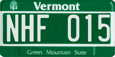 VT license plate NHF015
