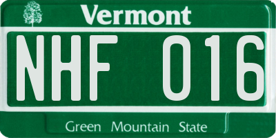 VT license plate NHF016