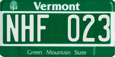 VT license plate NHF023