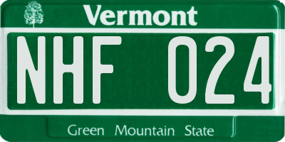VT license plate NHF024