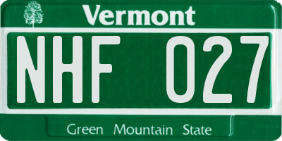 VT license plate NHF027