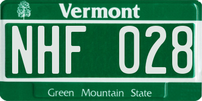 VT license plate NHF028