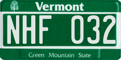 VT license plate NHF032