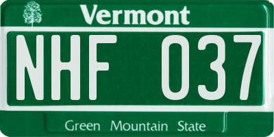 VT license plate NHF037