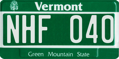 VT license plate NHF040
