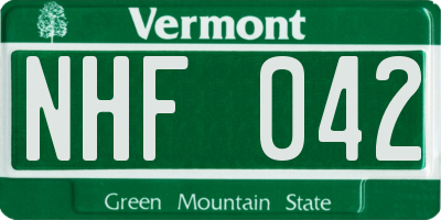 VT license plate NHF042