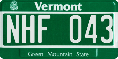 VT license plate NHF043