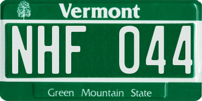 VT license plate NHF044