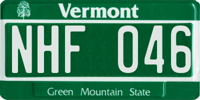 VT license plate NHF046