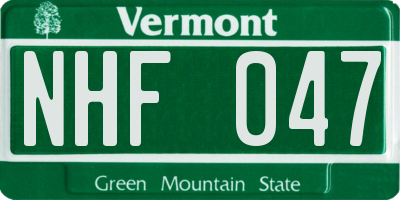 VT license plate NHF047