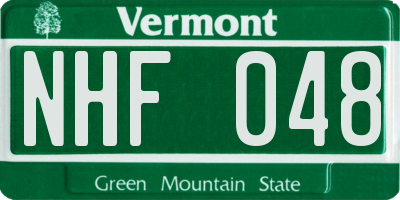 VT license plate NHF048
