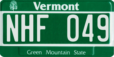 VT license plate NHF049