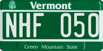VT license plate NHF050