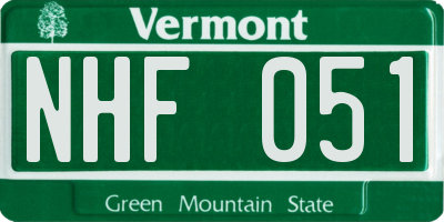 VT license plate NHF051