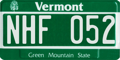 VT license plate NHF052
