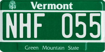 VT license plate NHF055