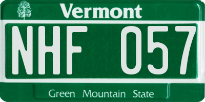 VT license plate NHF057
