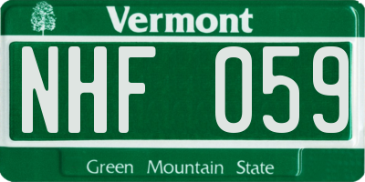 VT license plate NHF059