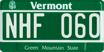 VT license plate NHF060