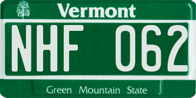 VT license plate NHF062