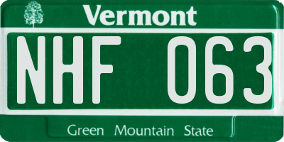 VT license plate NHF063