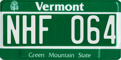 VT license plate NHF064