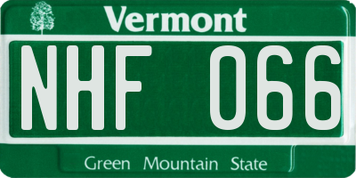 VT license plate NHF066