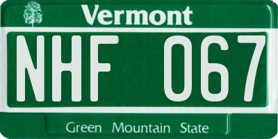 VT license plate NHF067
