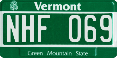 VT license plate NHF069