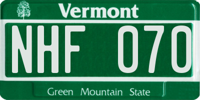 VT license plate NHF070