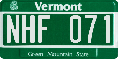 VT license plate NHF071