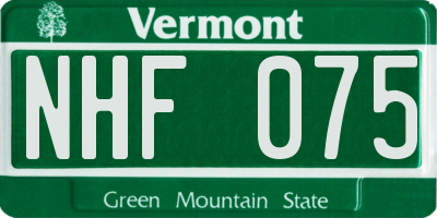 VT license plate NHF075