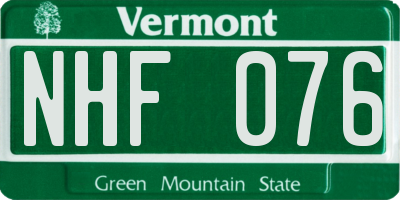 VT license plate NHF076