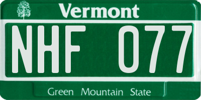 VT license plate NHF077