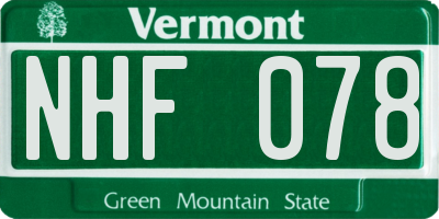 VT license plate NHF078