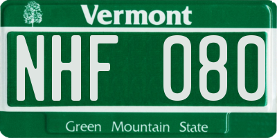 VT license plate NHF080