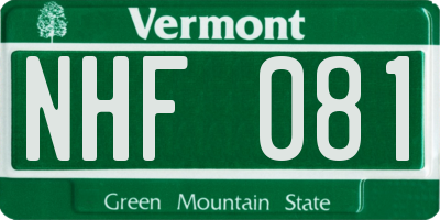 VT license plate NHF081