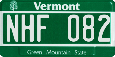 VT license plate NHF082