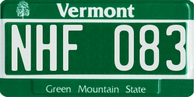VT license plate NHF083