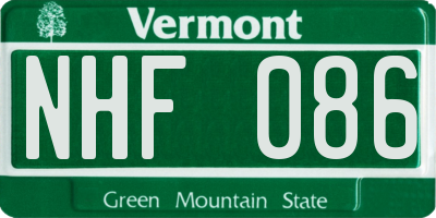 VT license plate NHF086