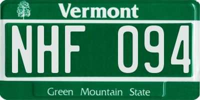 VT license plate NHF094