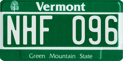 VT license plate NHF096