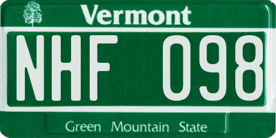 VT license plate NHF098