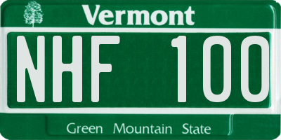 VT license plate NHF100