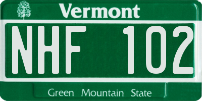 VT license plate NHF102