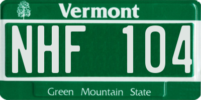 VT license plate NHF104