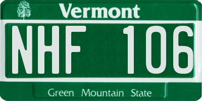 VT license plate NHF106