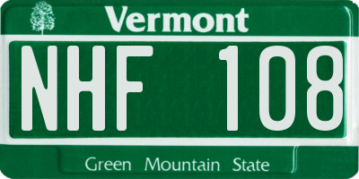VT license plate NHF108
