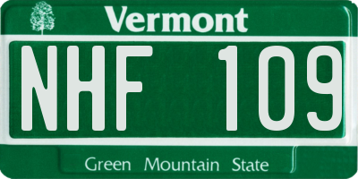 VT license plate NHF109