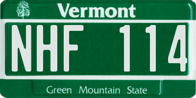 VT license plate NHF114